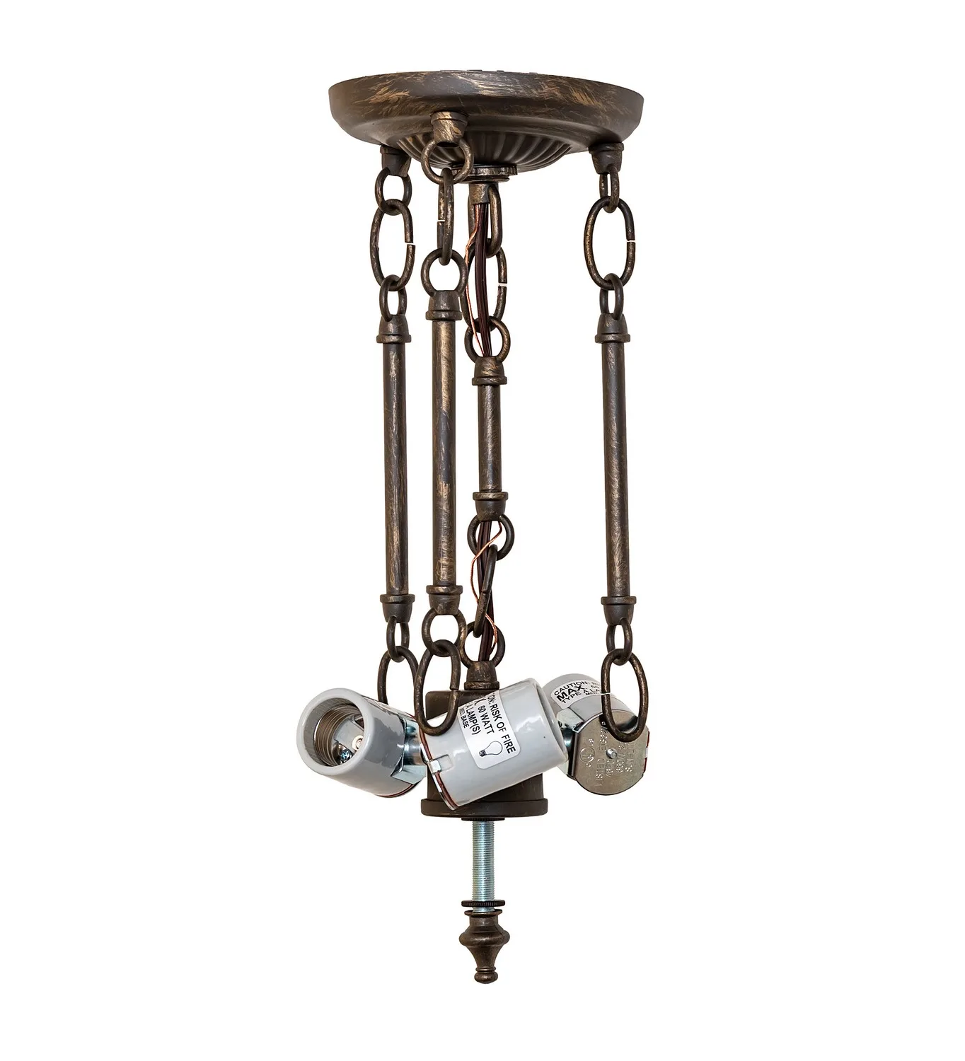 Classic Three Light Semi-Flush Mount Hardware in Antique Brass Matte