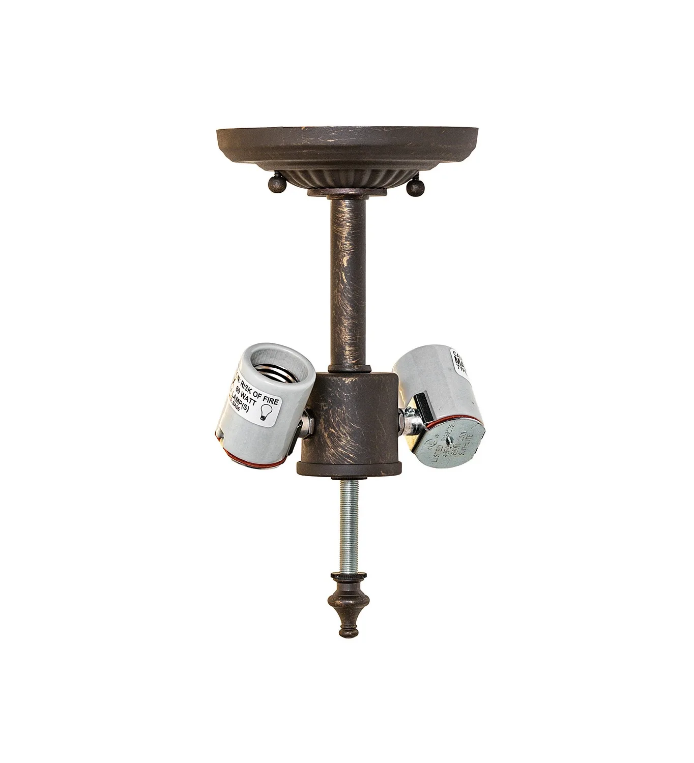 Classic Two Light Flush Mount Hardware in Antique Brass Matte