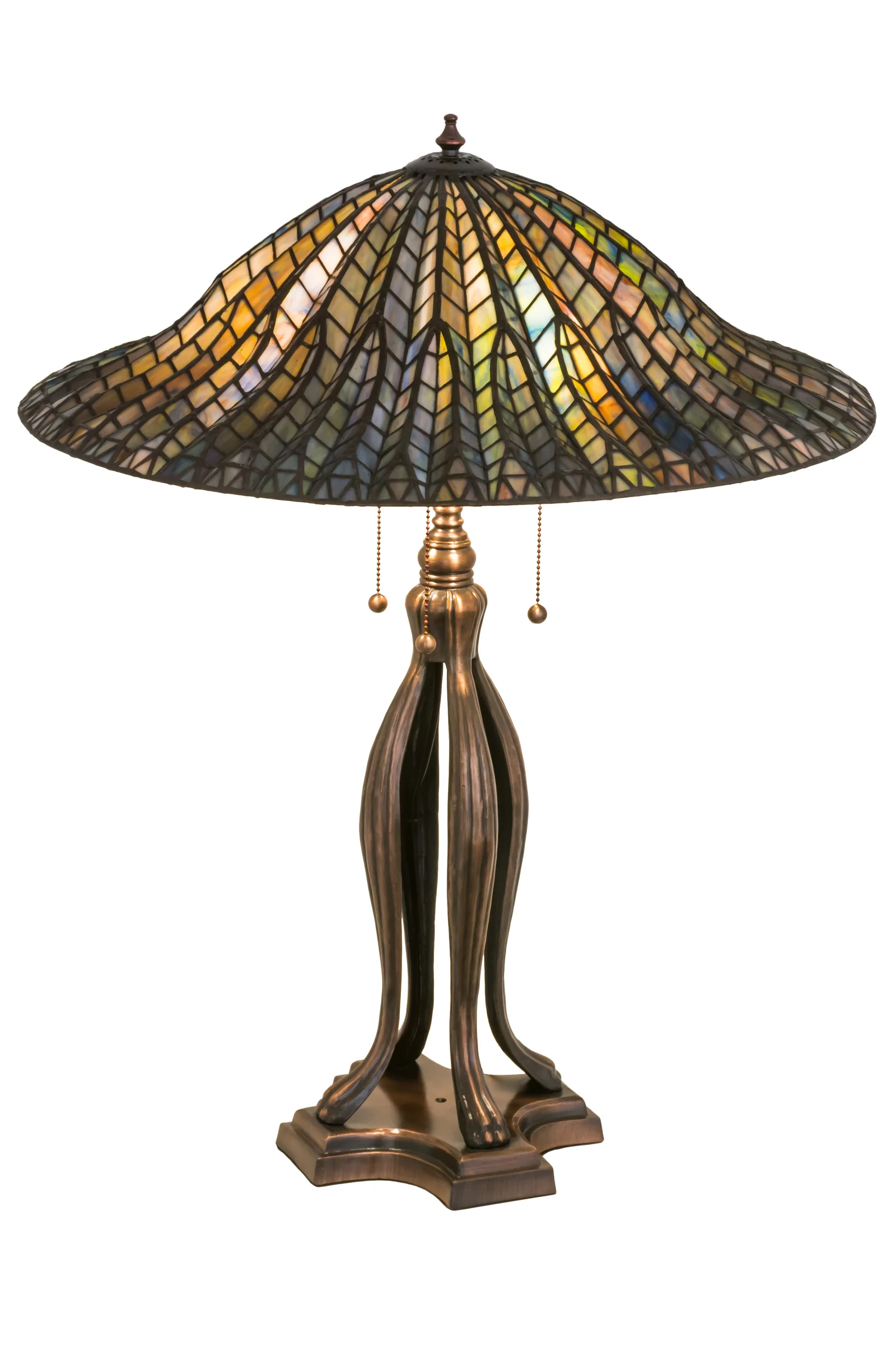 31"H Tiffany Lotus Leaf Table Lamp