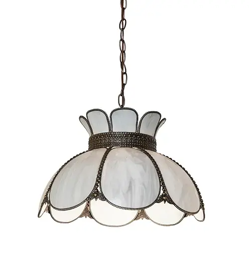 The Anabelle pendant showcases authentic Victorian art glass craftsmanship with its 18-inch shade. Custom-made in New York, this piece brings period charm and artisanal quality to traditional and transitional interiors. - alternate view