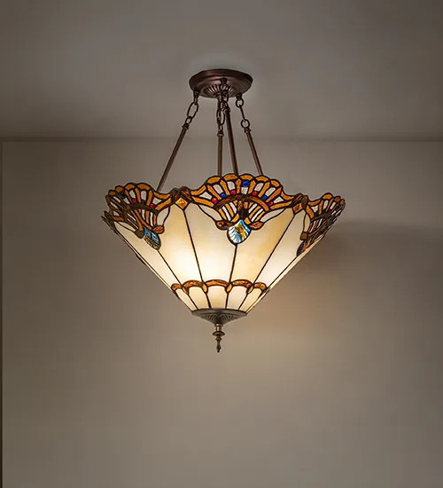 20" Wide Shell with Jewels Semi-Flush Mount