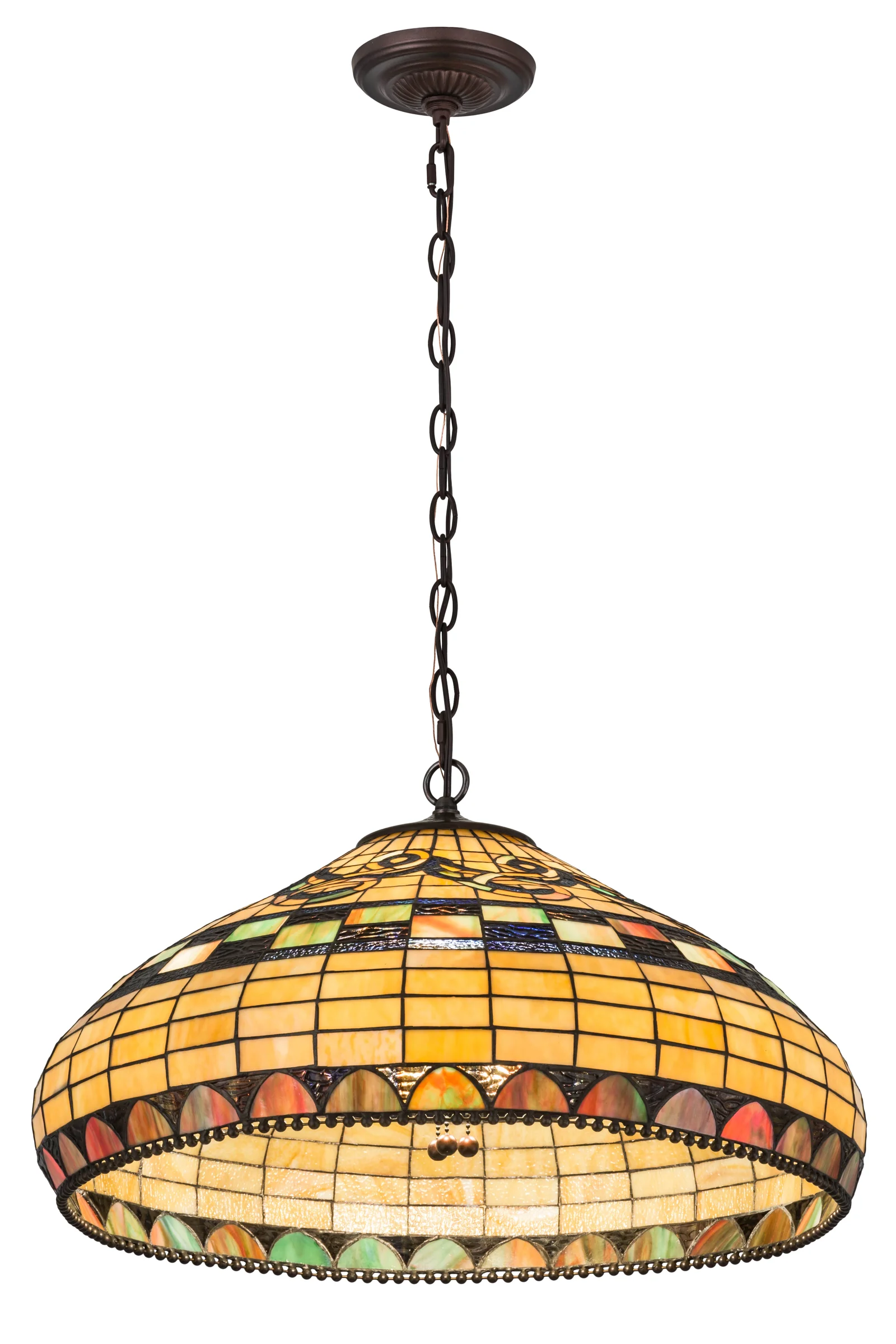 Tiffany Edwardian Three Light Pendant in Mahogany Bronze