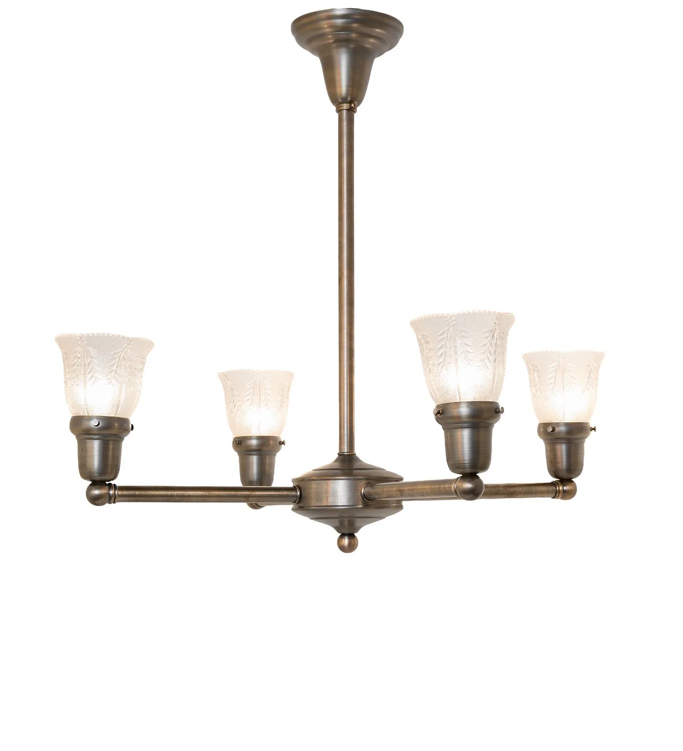 Revival Four Light Chandelier in Antique Brass
