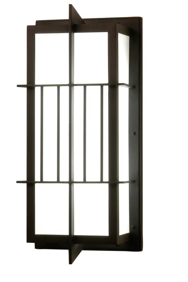 This handsome architectural Rockport wall sconce is handcrafted in the USA by highly skilled artisans. The sconce features a Statuario Idalight diffuser and hardware and decorative accents finished in Black. Custom colors, styles, sizes and dimmable energy efficient lamping options such as LED are available. The fixture is UL and cUL listed for dry and damp locations. Collection: Rockport Finish: Textured Black Glass: Statuario Idalight Width: 10.00" Height: 22.25" Length: 7.00" Weight: 16.00 lb Extension from Wall: 7.00" Number of Bulbs: 2 Maximum Wattage: 18.00 W Bulb Type: B10 Bulb Base: E12 Light Source: Fluorescent Material: Steel Country of Origin: USA Safety Listing: Wet Safety Rating: Wet Energy Efficient