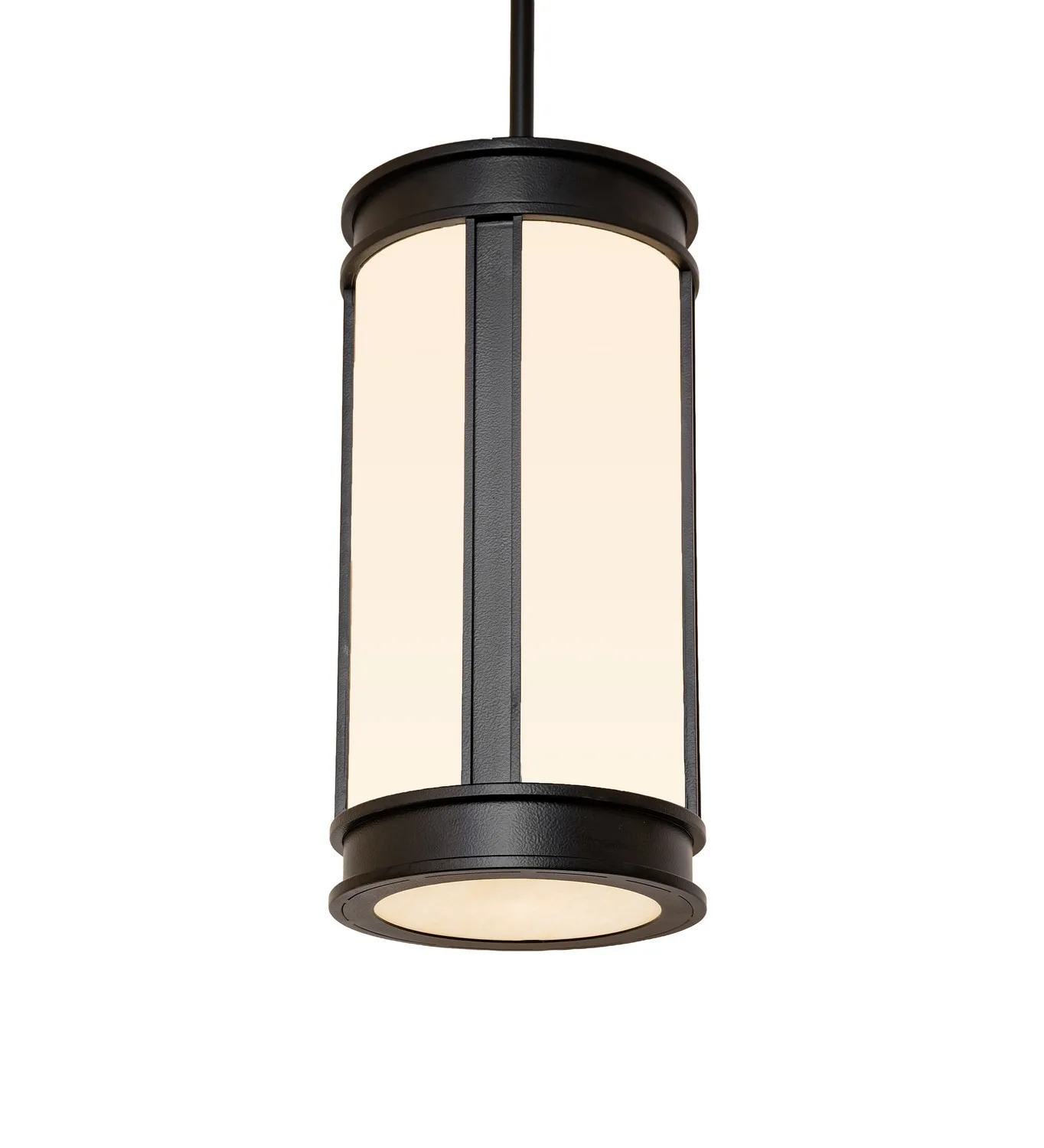 Cilindro One Light Pendant in Black Satin Wrought Iron