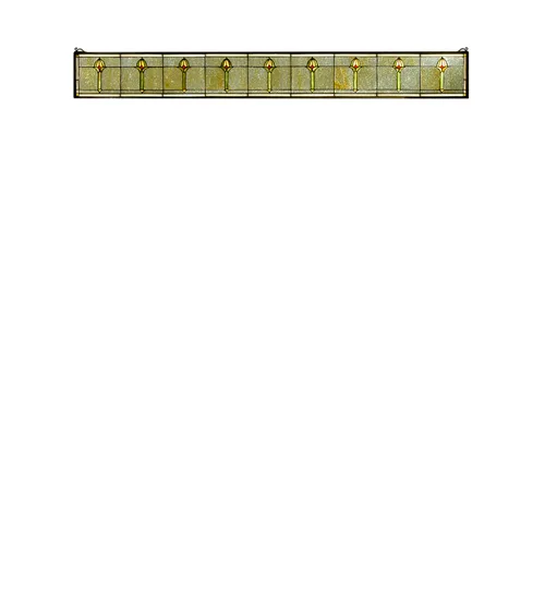68"W x 8"H Arts & Crafts Nine Bud Stained Glass Window