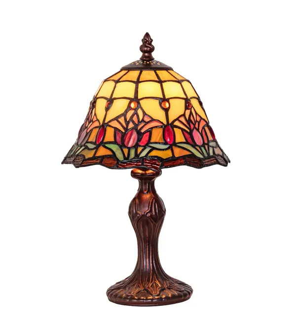 Every Meyda Tiffany item is a unique handcrafted work of art. Natural variations in the wide array of materials that we use to create each Meyda product make every item a masterpiece of its own. Photographs are a general representation of the product. Colors and designs will vary. Collection: Colonial Tulip Finish: Mahogany Bronze Glass: Stained Glass Width: 7.00" Height: 13.00" Length: 7.00" Weight: 2.50 lb Number of Bulbs: 1 Maximum Wattage: 25.00 W Bulb Type: G12 Bulb Base: E12 Material: Zinc Country of Origin: CHINA Safety Rating: Dry
