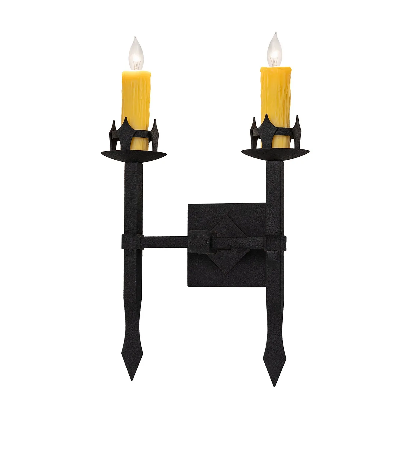 Castilla Two Light Wall Sconce in Black Cracked Ice