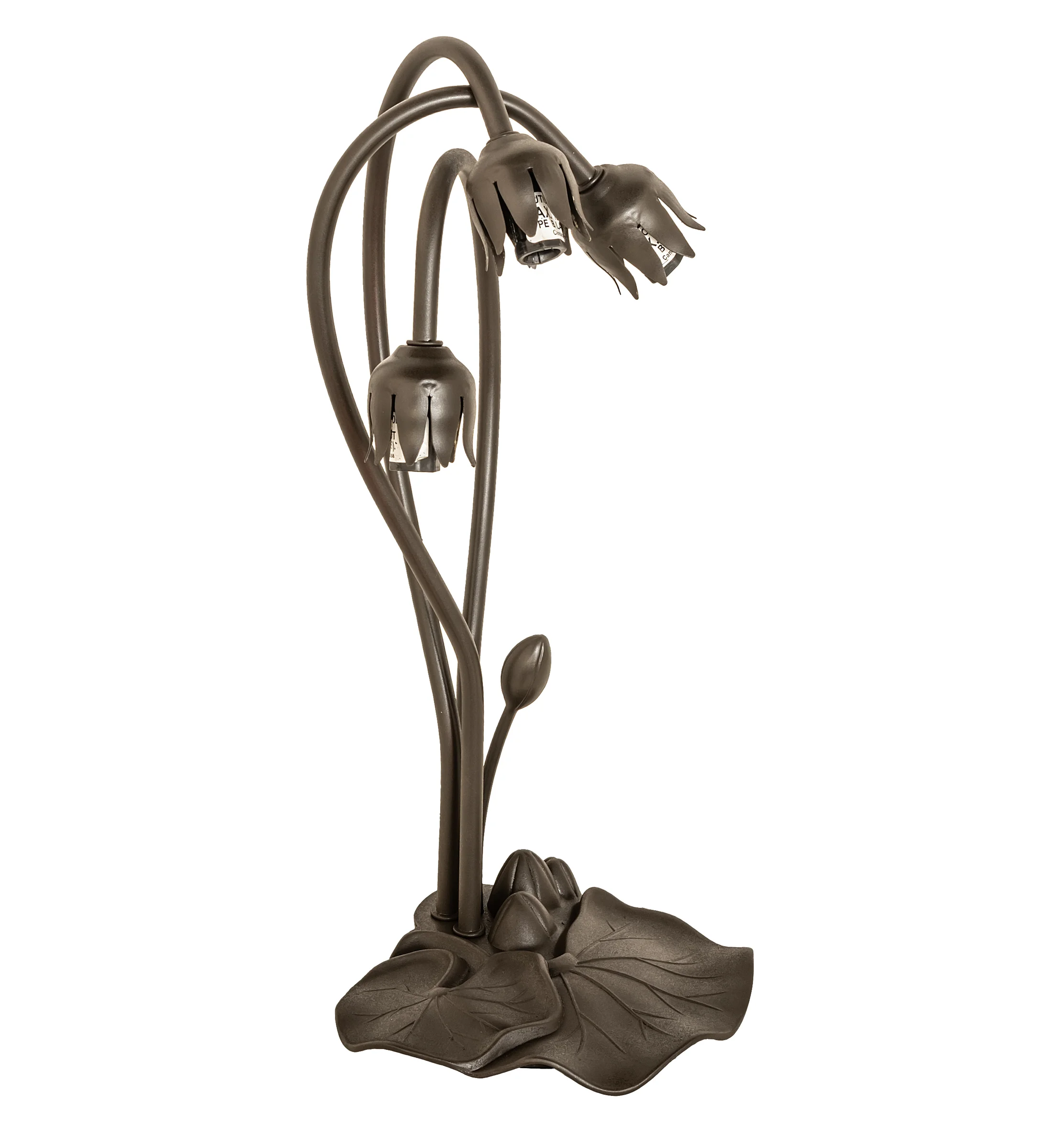 Pond Lily Three Light Table Base in Mahogany Bronze