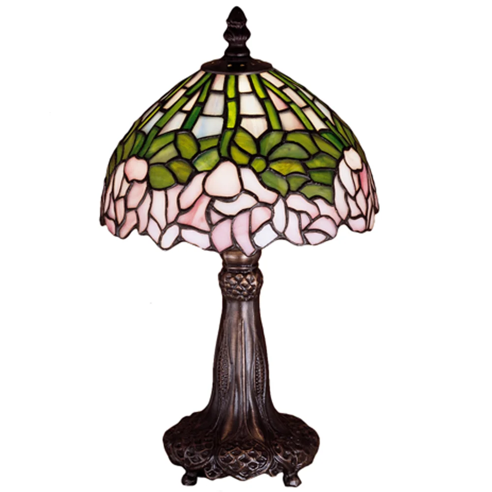 Tiffany Cabbage Rose One Light Mini Lamp in Mahogany Bronze