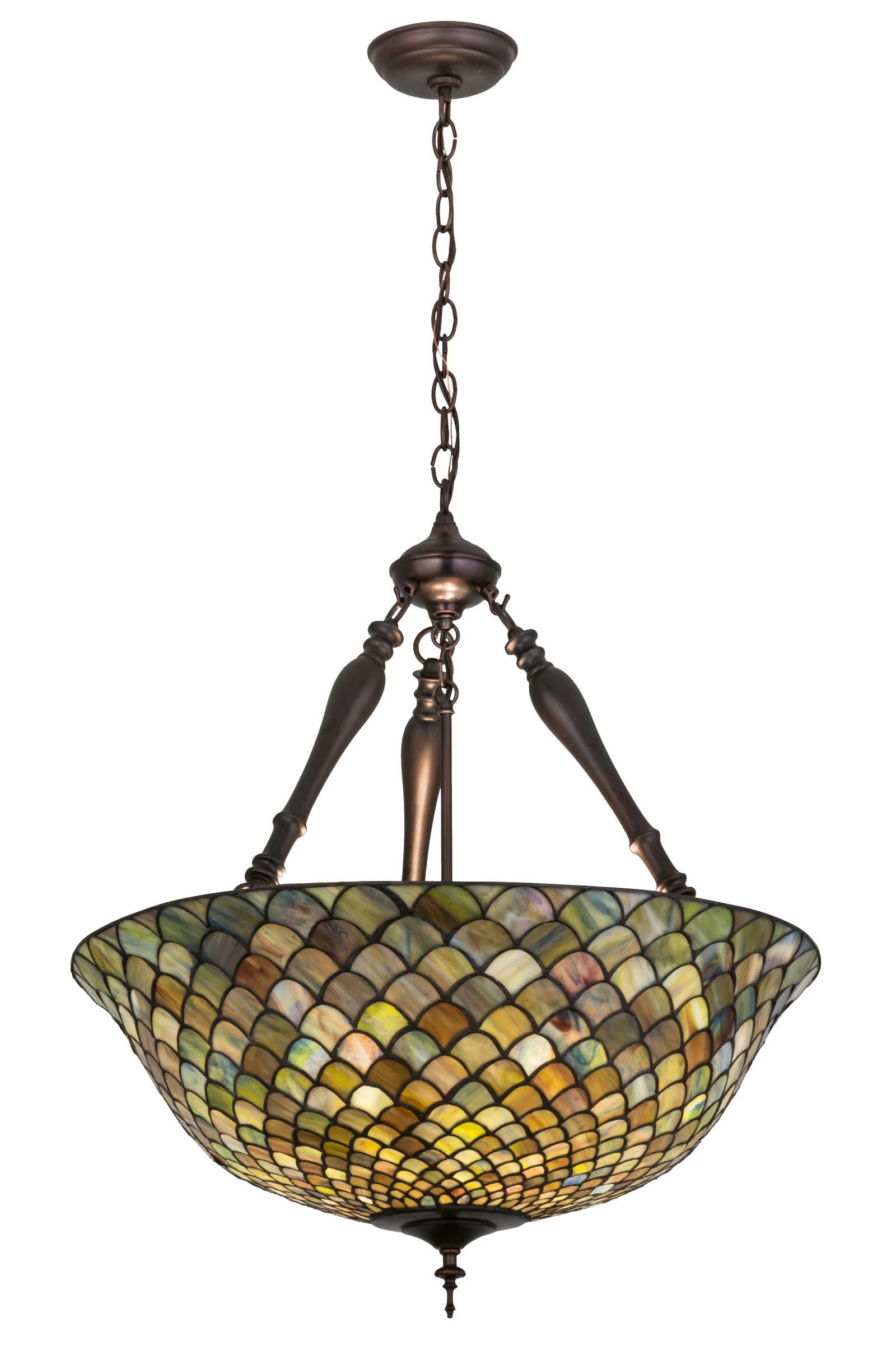 Fishscale Three Light Inverted Pendant in Mahogany Bronze