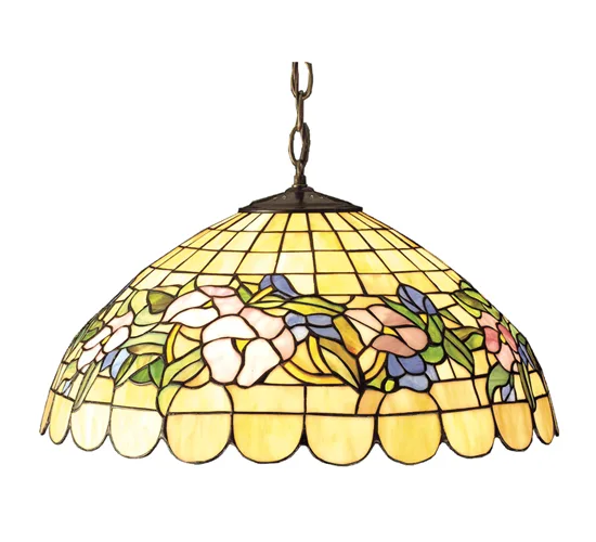 Tiffany Pansy Three Light Pendant in Mahogany Bronze