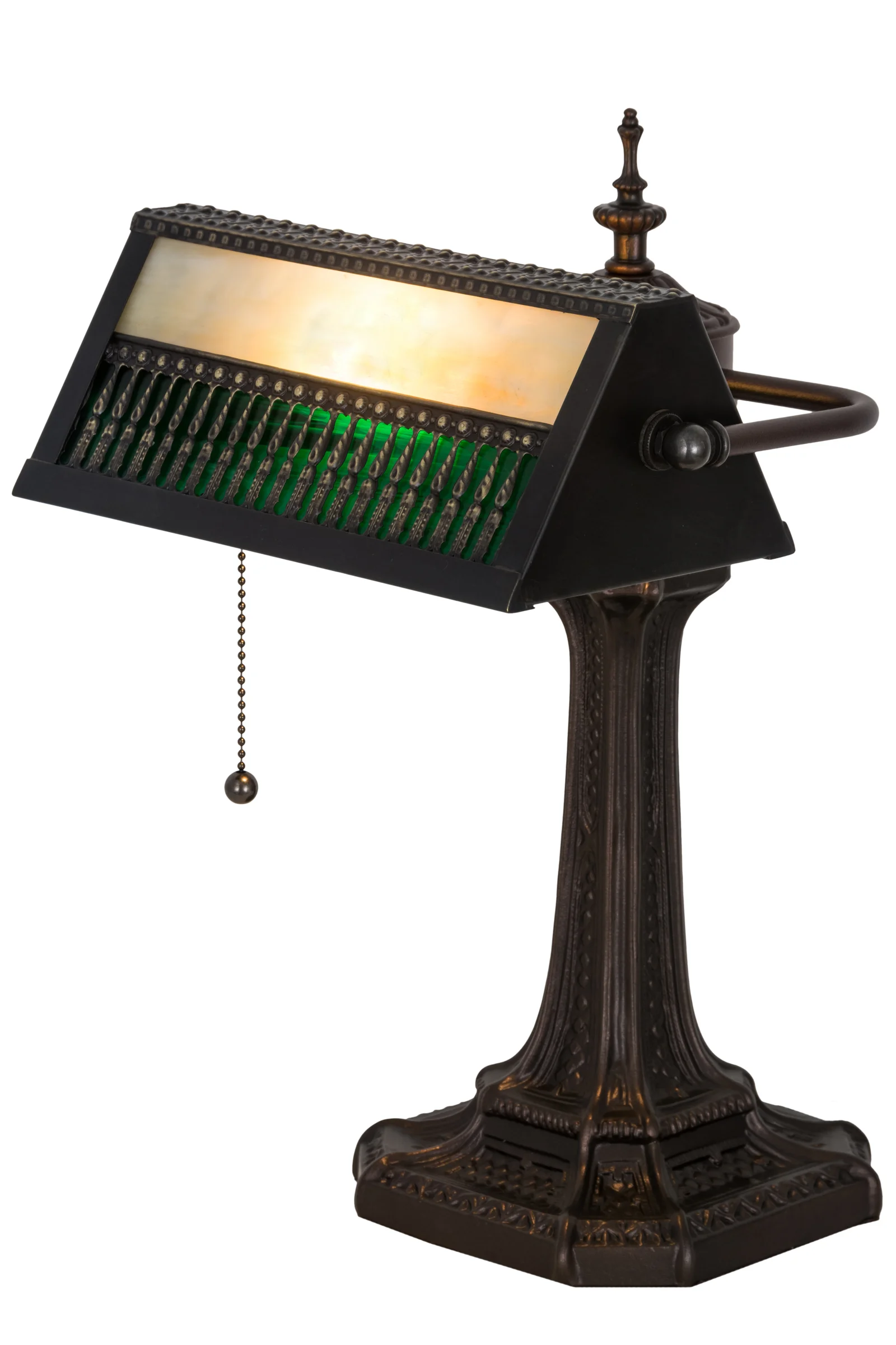 Gothic One Light Banker's Lamp in Craftsman Brown Highlighted Mahogany Bronze