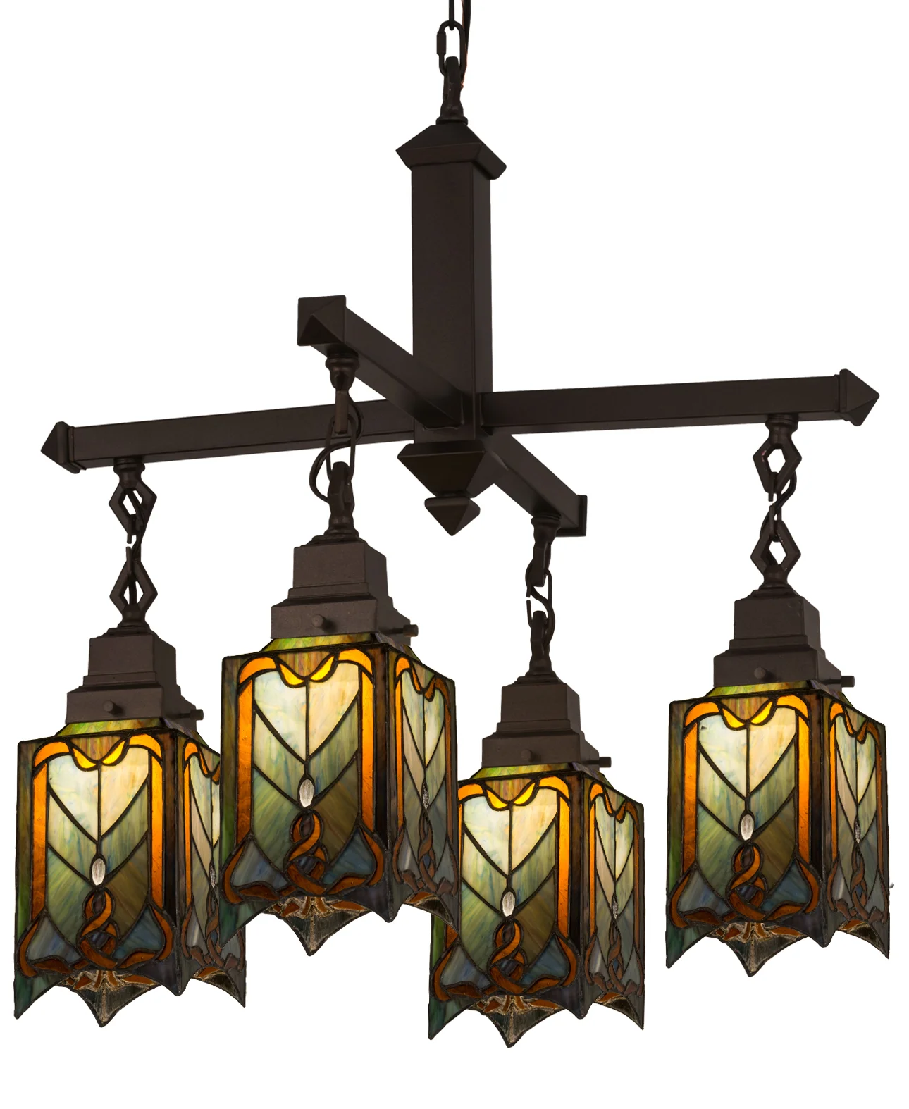 27"W Cottage Mission 4 LT Chandelier
