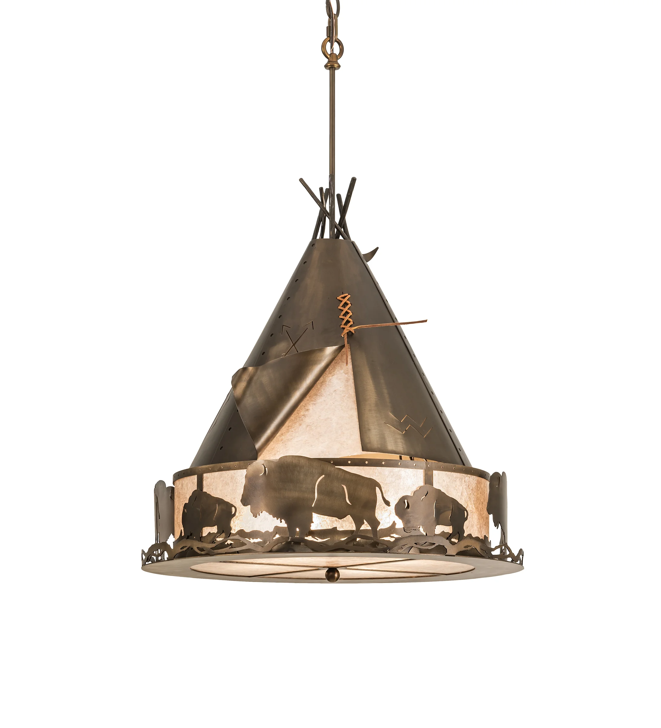 Teepee Four Light Pendant in Antique Copper