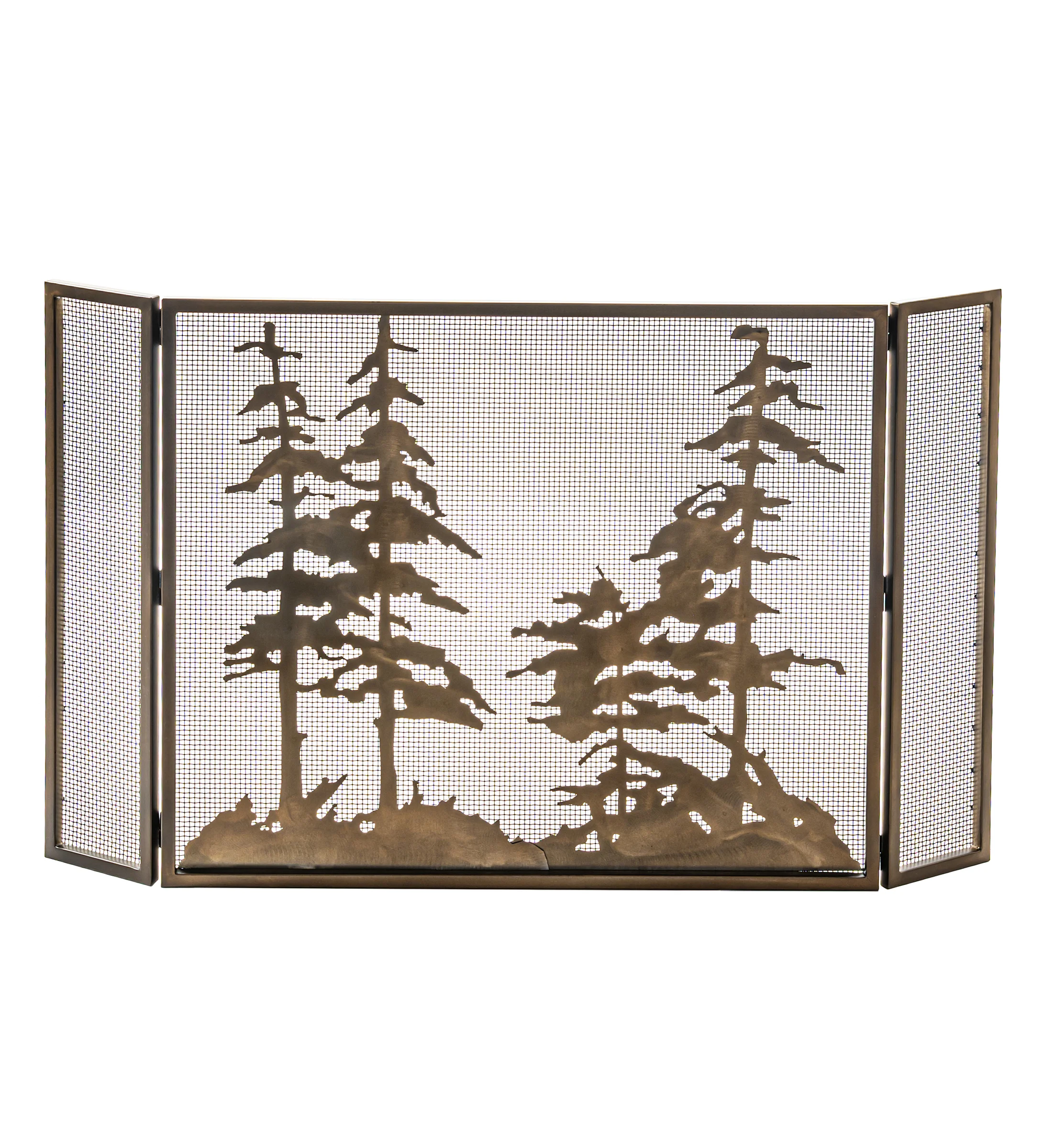 Tall Pines Fireplace Screen in Antique Copper