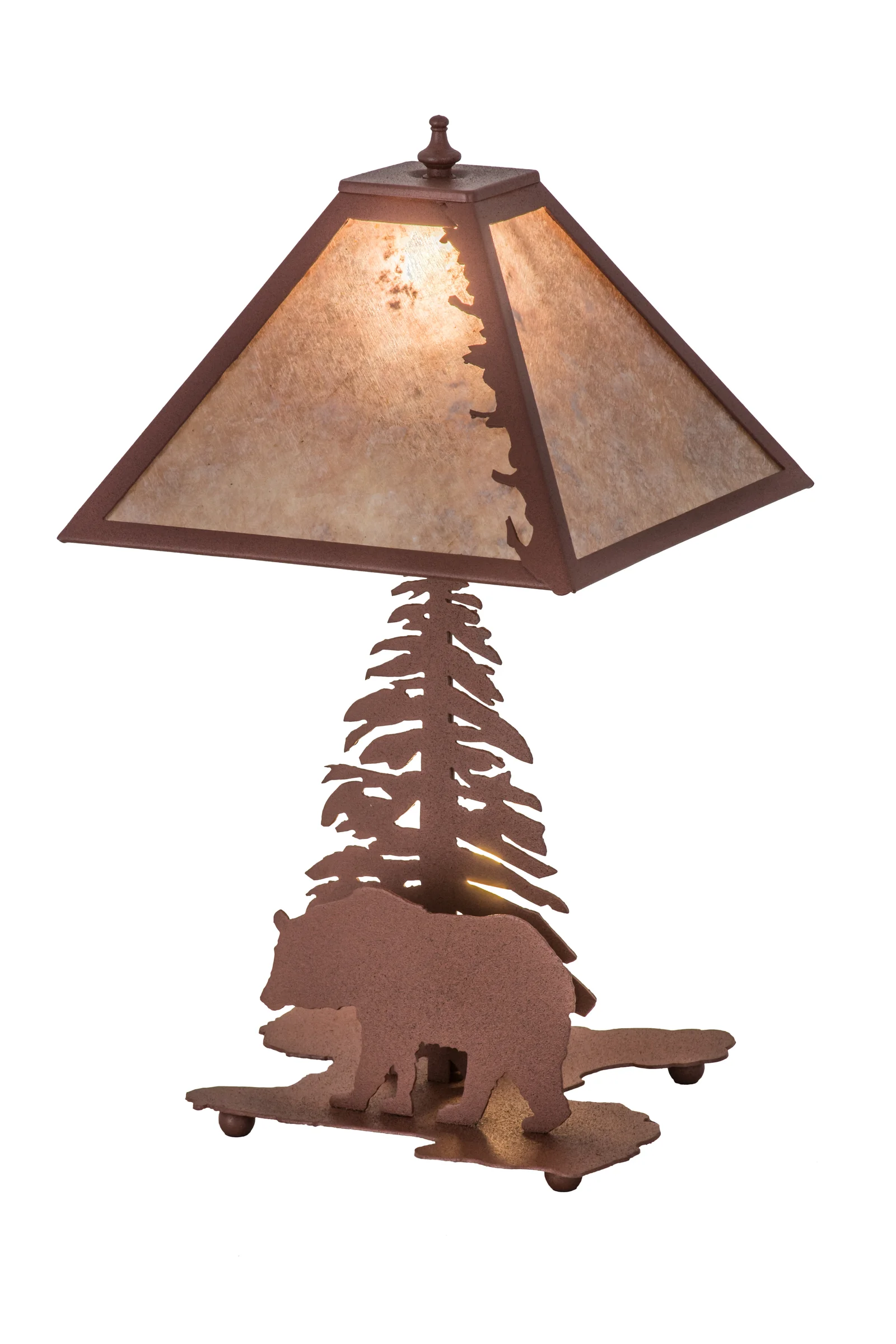 Lone Bear Two Light Table Lamp in Rust Rust