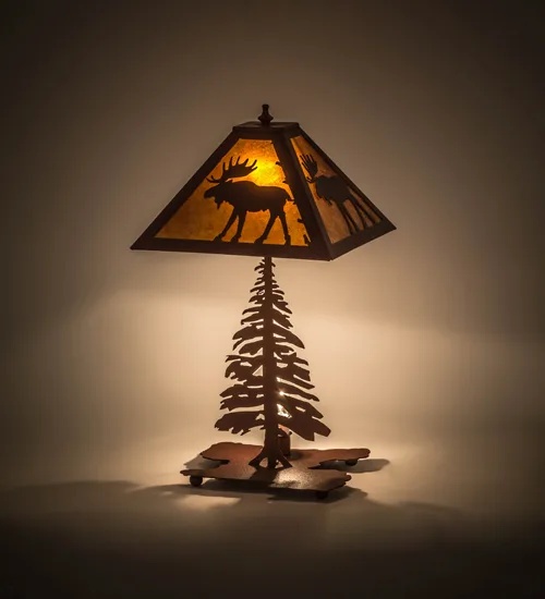 21"H Lone Moose Tall Pines Table Lamp
