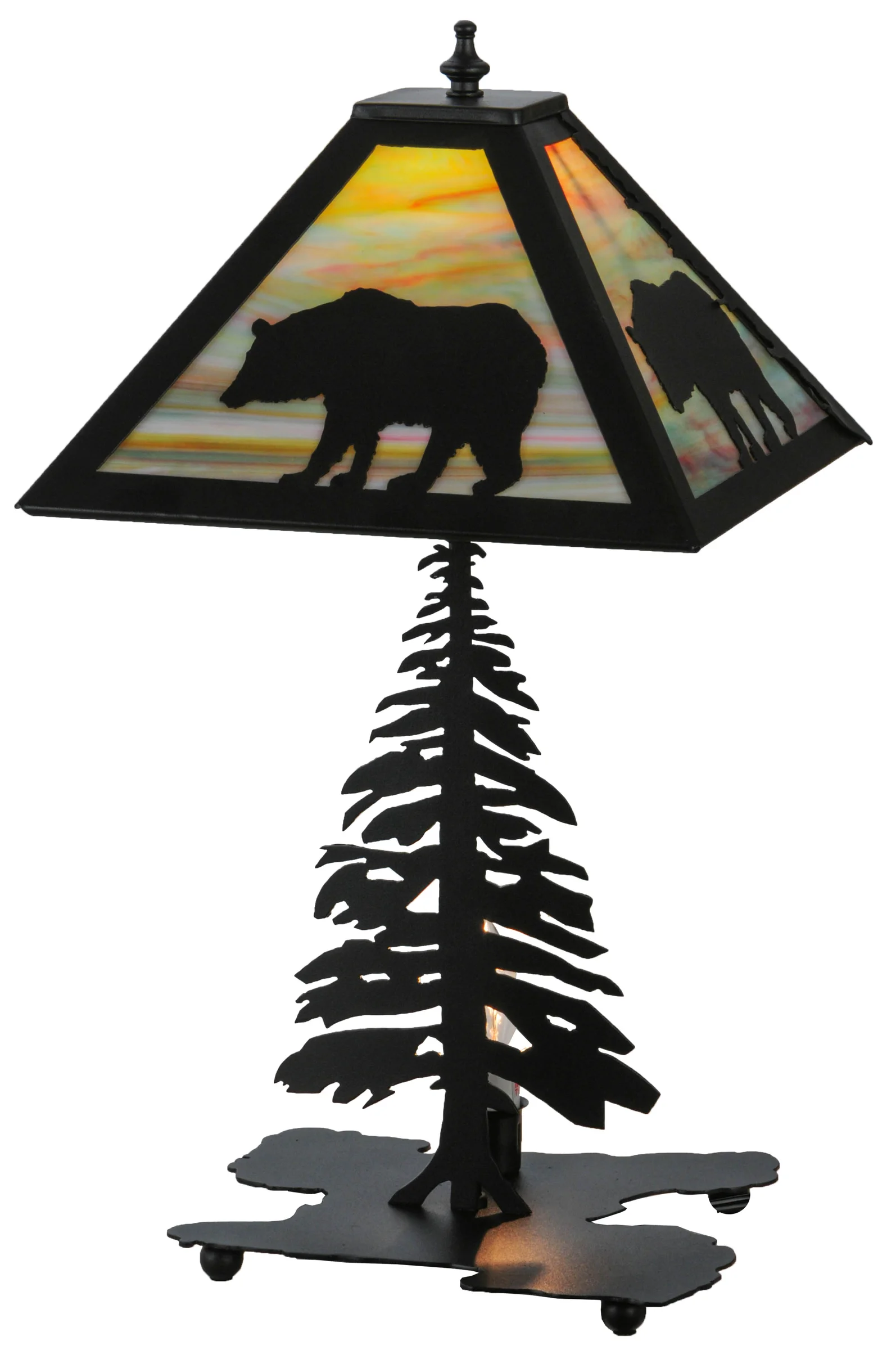 Lone Bear Two Light Table Lamp in Textured Black Textured Black