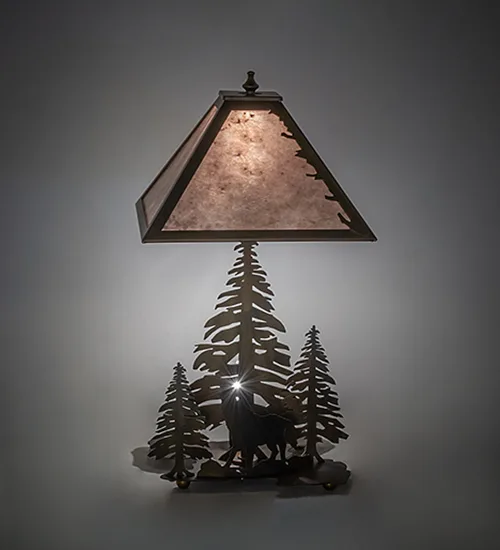 21"H Northwoods Wolf on the Loose Table Lamp