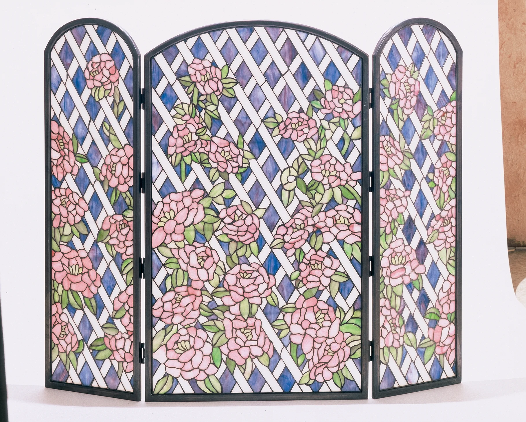 Rose Trellis Fireplace Screen in Craftsman Brown
