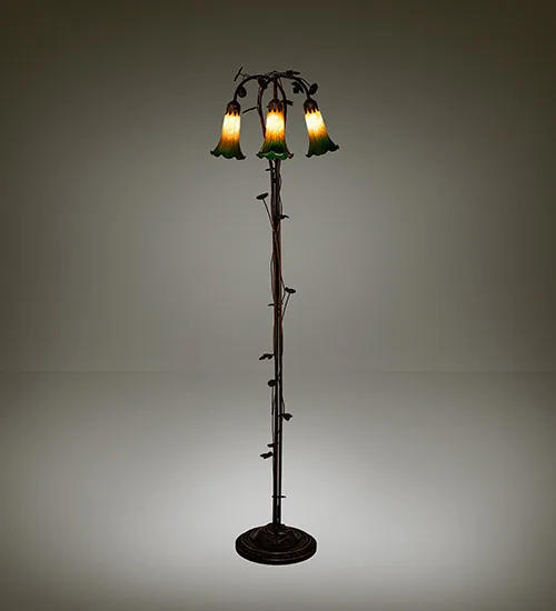 58" High Amber/Green 3 Light Floor Lamp