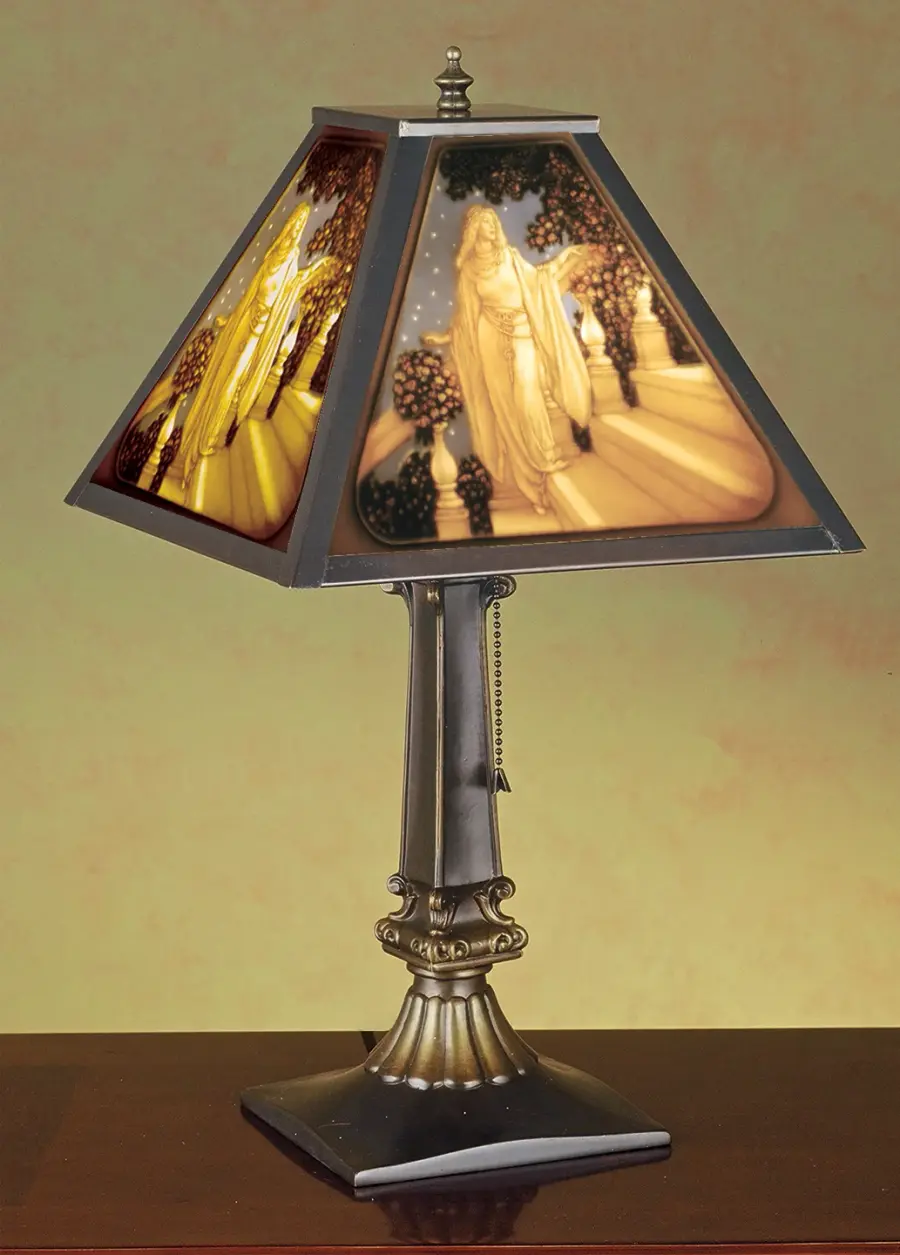12"Sq Maxfield Parrish "Cinderella" Porcelain Lithophane Shade - Image 1