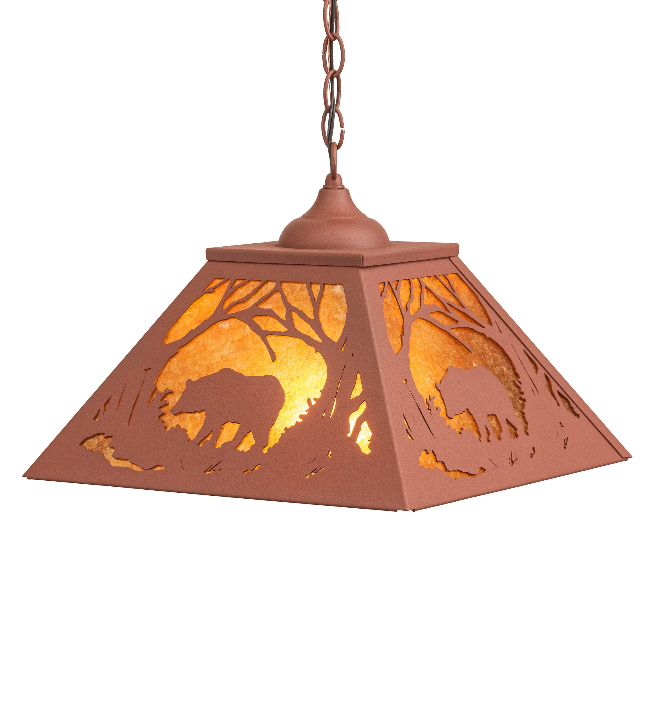 Black Bear Two Light Pendant in Rust