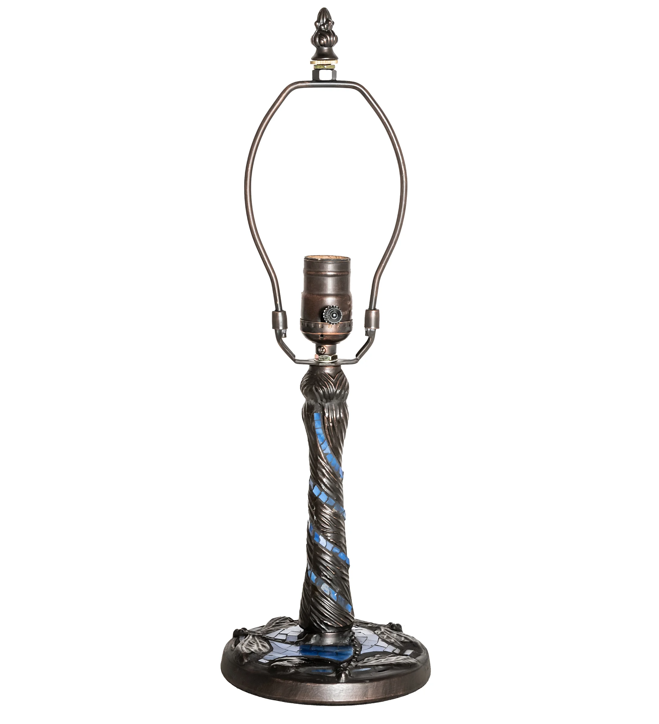 Twisted Fly One Light Table Base in Blue Mosaic Tiles/Mahogany Bronze