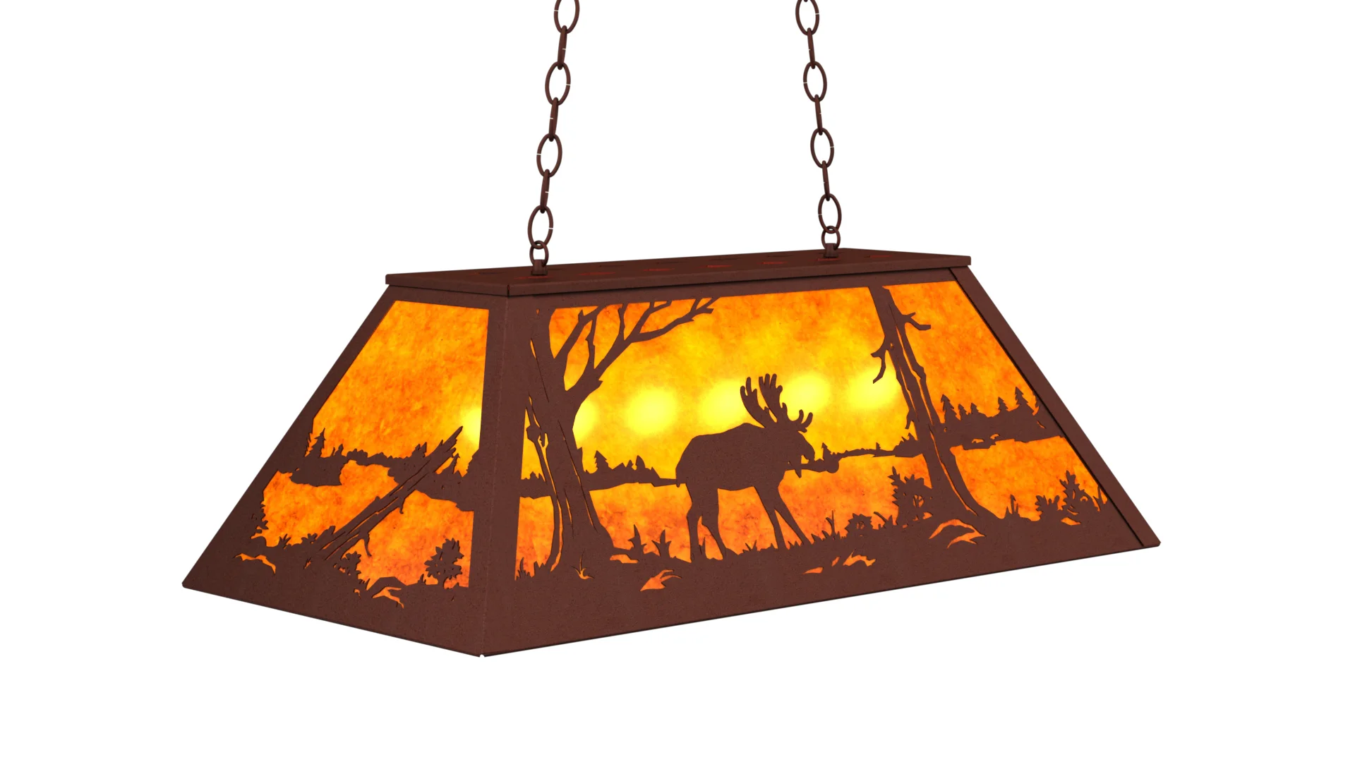 Moose At Lake Six Light Pendant in Rust