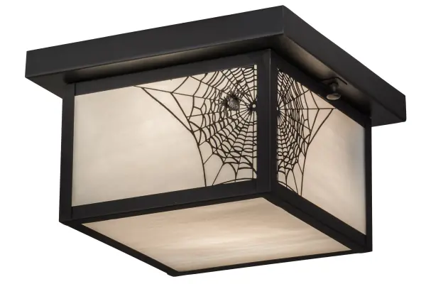 Crafted of Solid Brass; this Craftsman Signature pendant features the mystique and drama of a spider spinning its enchanting web as brilliant illumination shines in the background. The lens features White Art Glass; while the decorative accents; frame; and hardware are finished in a handsome Craftsman Brown. The Hyde Park Spider Web Flush Mount is included in our American-made; American-designed; handcrafted Craftsman Signature Series and is manufactured in Yorkville; New York. UL and cUL listed for dry; damp; and wet locations. Our Build-Your-Own Craftsman Signature Series offers unlimited style combinations. The collection is called Build Your Own because it is fully configurable and customizable from size and design to finish and lens color. Marine-grade solid brass or copper raw materials are used to ensure that items from the Craftsman Signature Series of outdoor and indoor lighting will stand the test of time; as these premium metals are impervious to most forms of oxidation. Hand-applied Patina finishes on brass and copper are sealed with a clear varnish and; over time; may require gentle maintenance; such as wax; to delay or reverse the natural living finish attributes indicative of this finishing process. Patina finishes on brass and copper provide strong resistance to fading from sun exposure; will not chip or crack; and will not rust like a steel-framed item in the same conditions. Choose from many style options; or send us your concept today! Please call today to learn how to use the configuration tool on our website to get an instant item number.