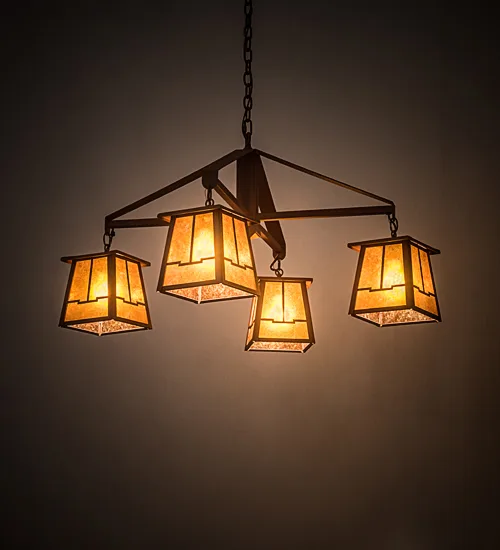 Bungalow Four Light Chandelier in Rust