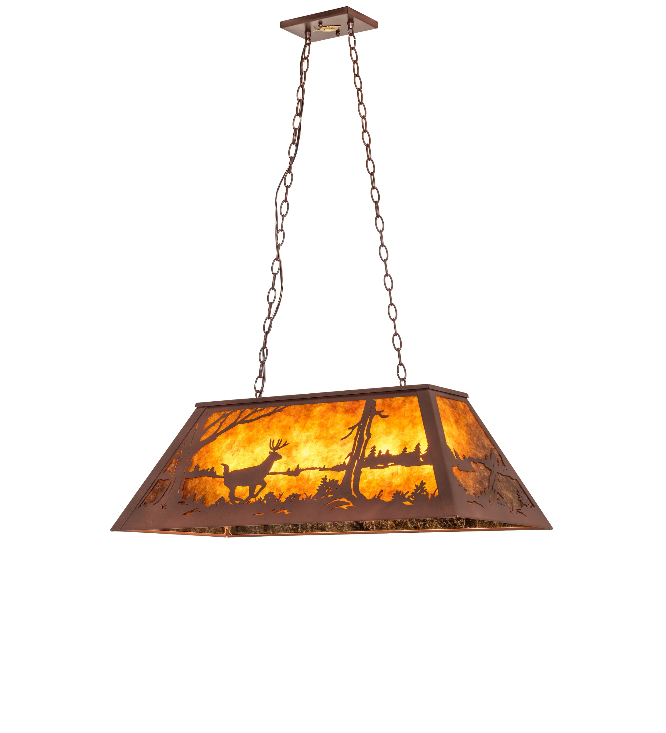Deer At Lake Six Light Pendant in Rust