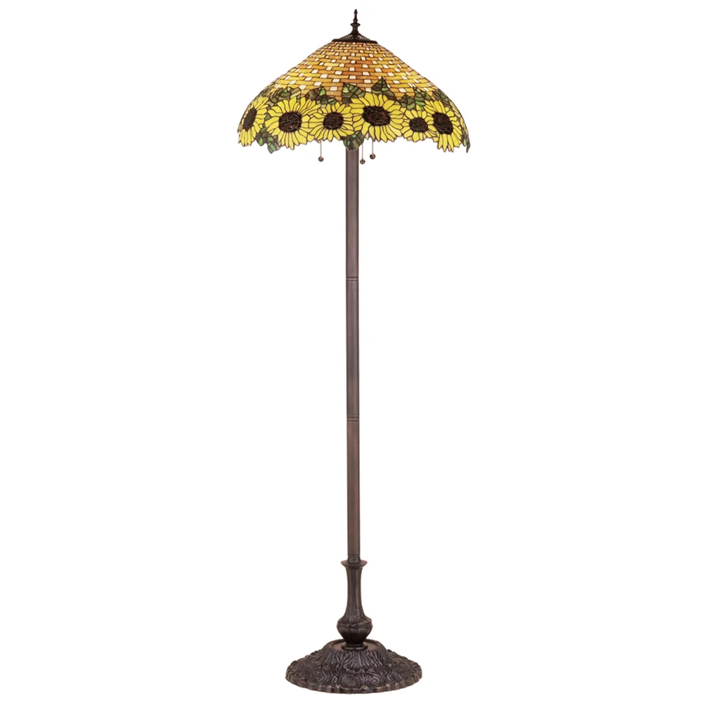 63"H Wicker Sunflower Floor Lamp