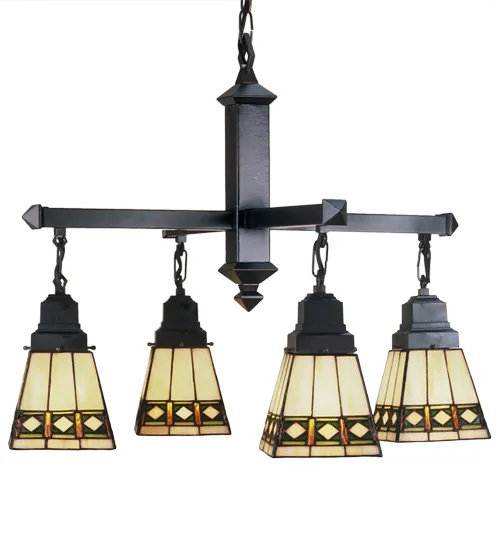 26"W Diamond Band Mission 4 LT Chandelier