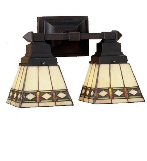Diamond Band Mission Two Light Wall Sconce in Mahogany Bronze