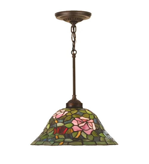 Tiffany Rosebush One Light Pendant in Mahogany Bronze