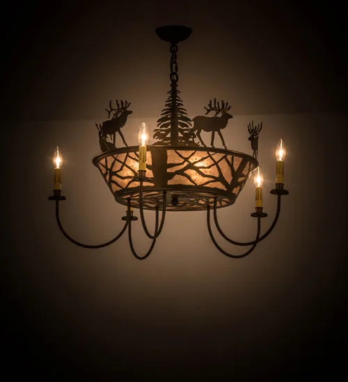 34" Wide Elk on the Loose 5 Light Chandelier