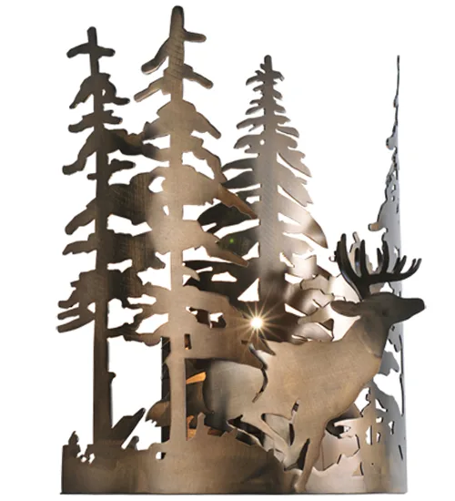 Deer Through The Trees One Light Wall Sconce in Antique Copper
