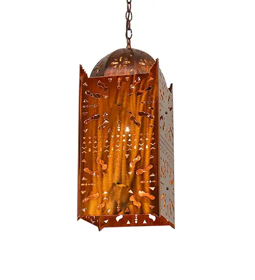 Blending an elegant style with a classic; distinguished look. The Moroccan Brass Pendant is custom-crafted with an intricate design with decorative accents hand-finished in Transparent Copper. Overall height ranges from 23.5 to 167.5 inches as the chain easily adjusts in the field. The mini pendant is ideal for illuminating bars; islands; counters; tables; and other residential; hospitality; and commercial spaces. Inspired by architecture in Casablanca; Rabat; and Marrakesh; Morocco; to Los Angeles; California. to The Moroccan Mini Pendant is featured in our American-made; American-designed; handcrafted Moroccan Lighting Collection and manufactured in Yorkville; New York. UL and cUL listed for dry and damp locations. - alternate view