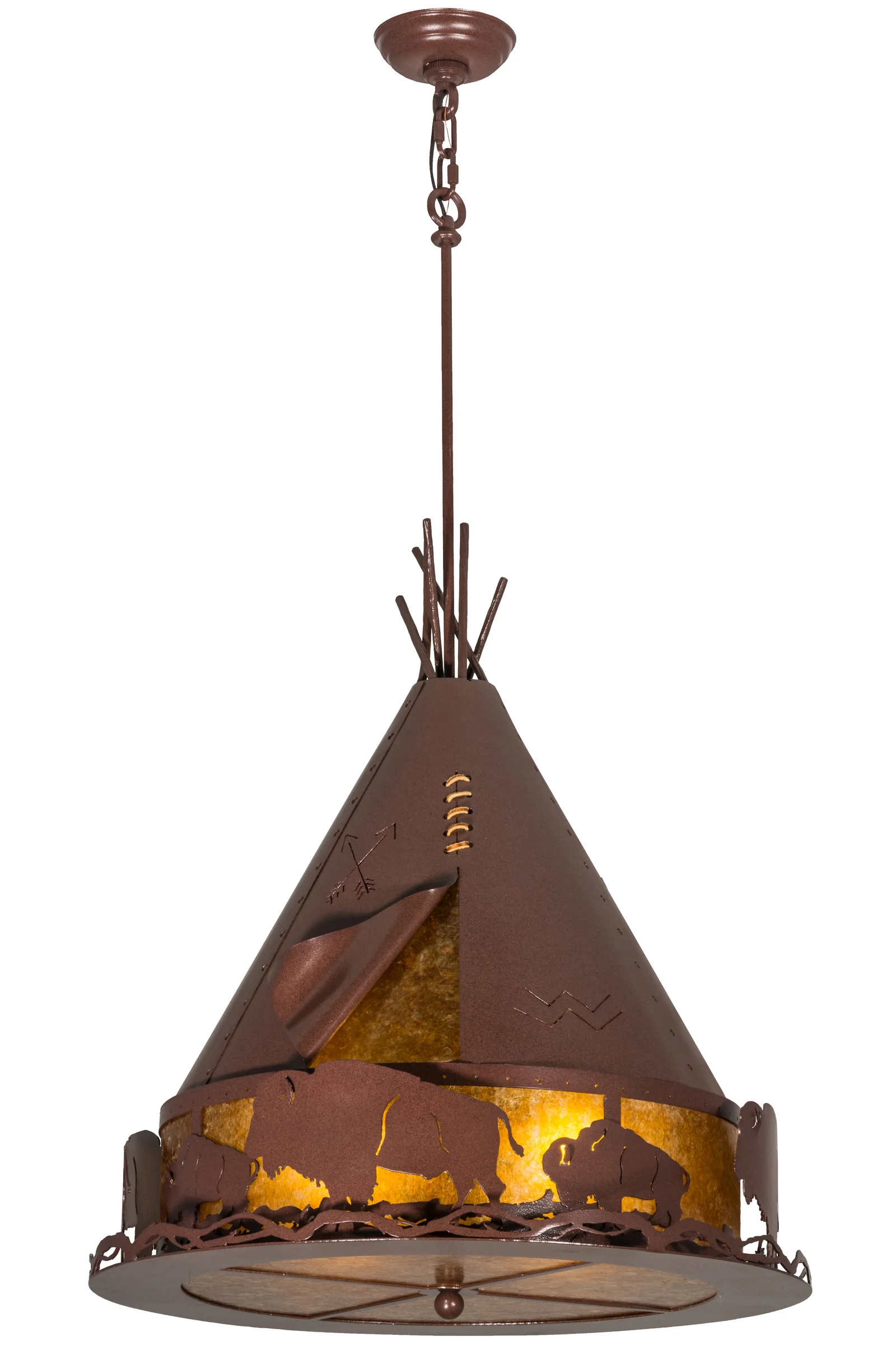 Teepee Four Light Pendant in Rust