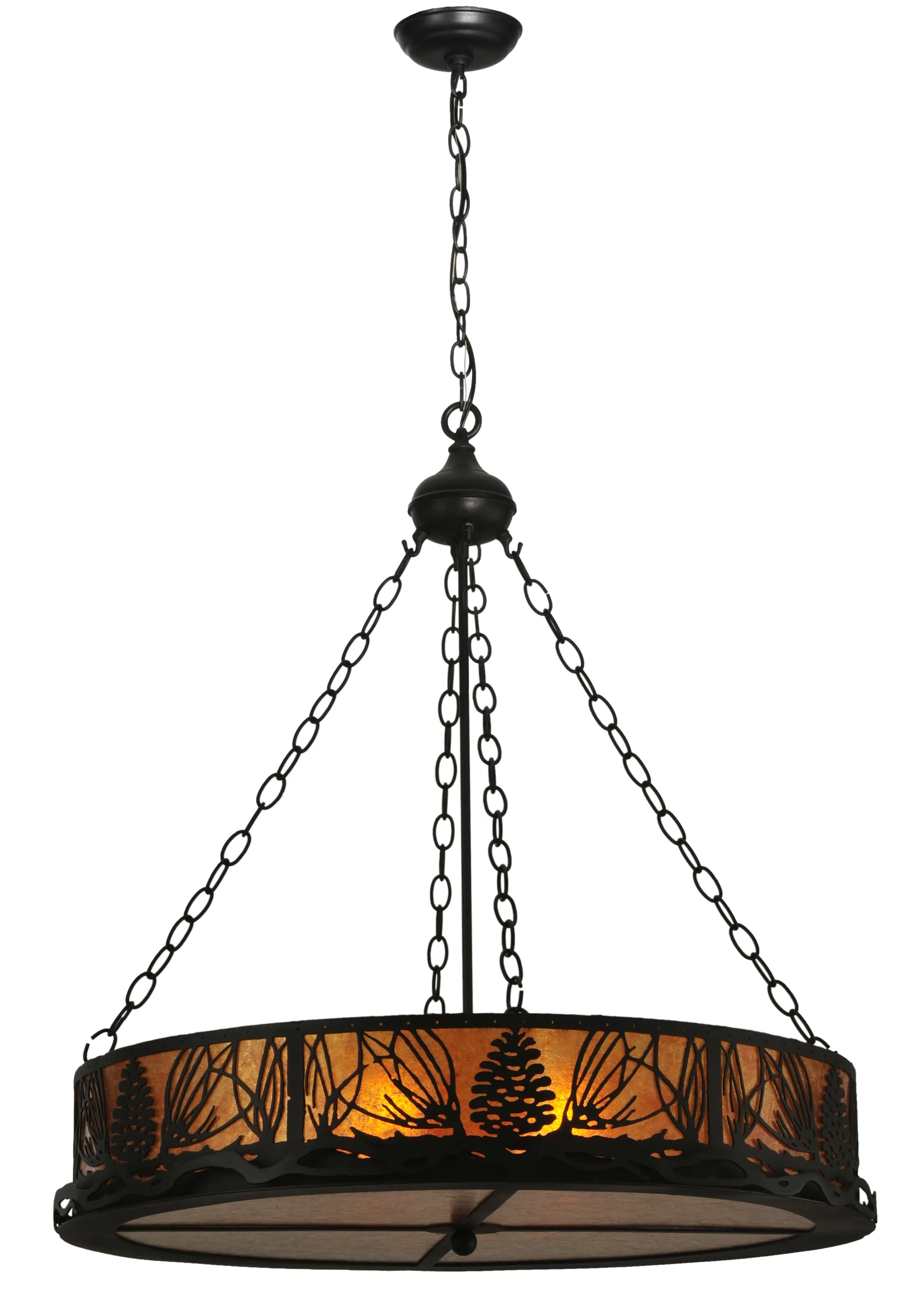 Mountain Pine Eight Light Pendant in Black Metal