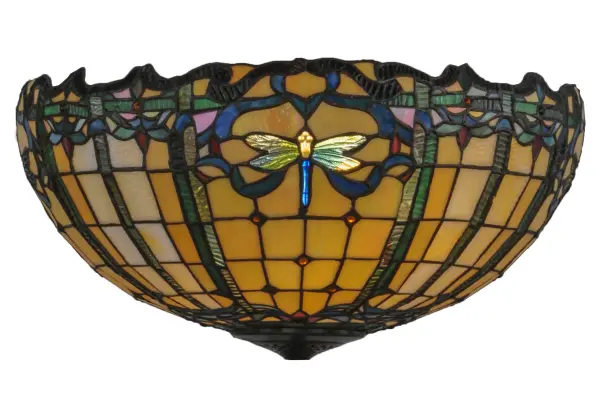 Every Meyda Tiffany item is a unique handcrafted work of art. Natural variations in the wide array of materials that we use to create each Meyda product make every item a masterpiece of its own. Photographs are a general representation of the product. Colors and designs will vary. Collection: Tiffany Dragonfly Finish: Antique Copper Glass: Ruby,Amber Glass/Acrylic,Green,Blue,Beige,Iridescent Width: 20.00" Height: 9.50" Length: 20.00" Weight: 1.00 lb Number of Bulbs: 4 Bulb Type: tbn Bulb Base: Medium Material: Steel Country of Origin: USA Safety Listing: Dry Safety Rating: Dry