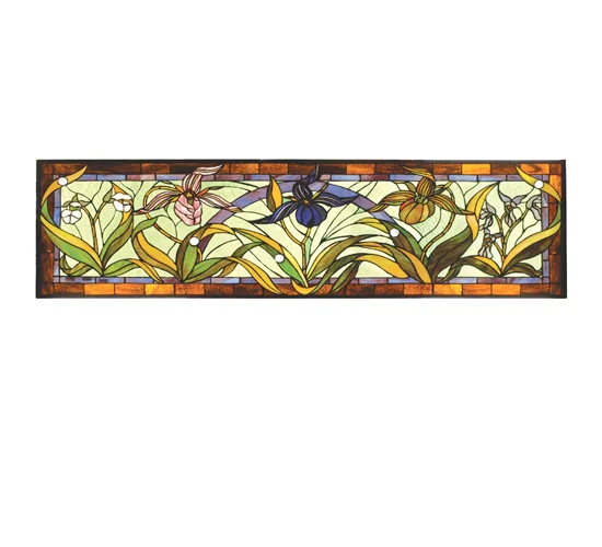 60"W X 14"H Lady Slippers Stained Glass Window