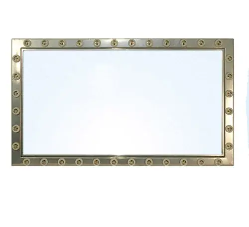 This rectangular vanity mirror is designed with 36 medium based sockets for G30/G40 decorative light bulbs. Custom crafted metal with an Extreme Chrome finish and Mylar mirror by the skillful hands of Meyda Tiffany artisans in Yorkville, New York. Call us to custom make mirrors for your residential or commercial applications. Collection: Vanity Fair Finish: Extreme Chrome Glass: Amber Mica Width: 51.00" Height: 29.00" Length: 6.00" Weight: 85.00 lb Extension from Wall: 6.00" Number of Bulbs: 36 Maximum Wattage: 25.00 W Bulb Type: A19 Bulb Base: Medium Material: Steel Country of Origin: USA Safety Listing: Dry Safety Rating: Damp
