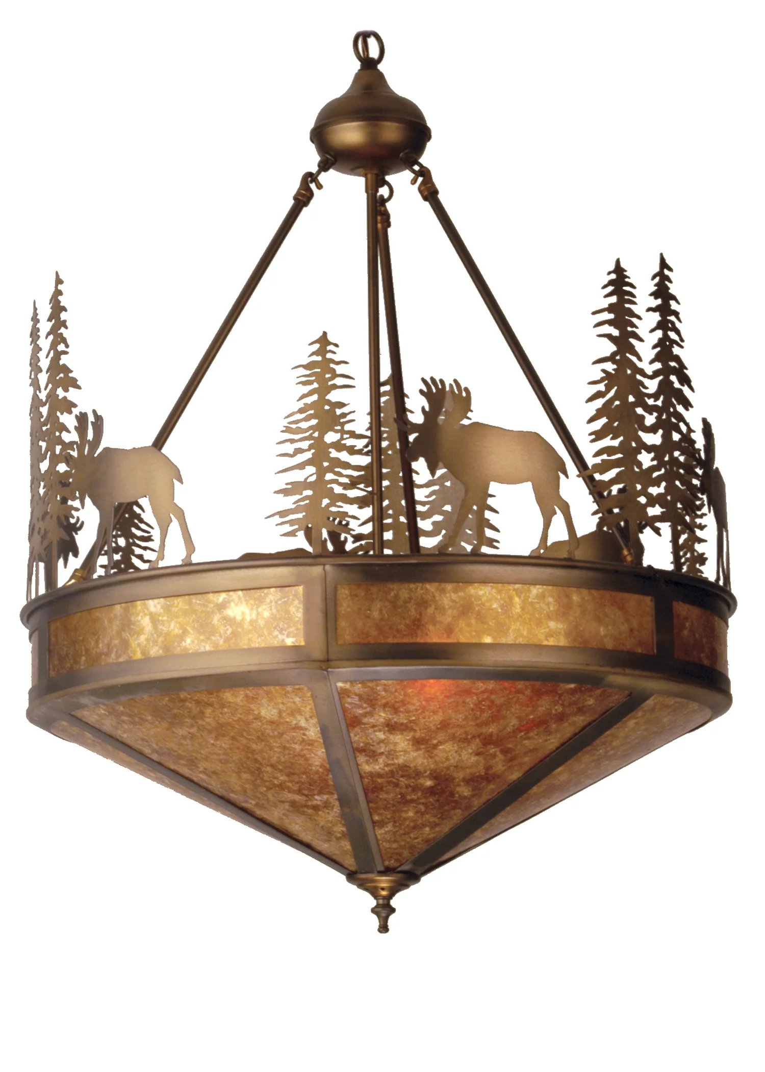 Wandering Moose Eight Light Inverted Pendant in Antique Copper