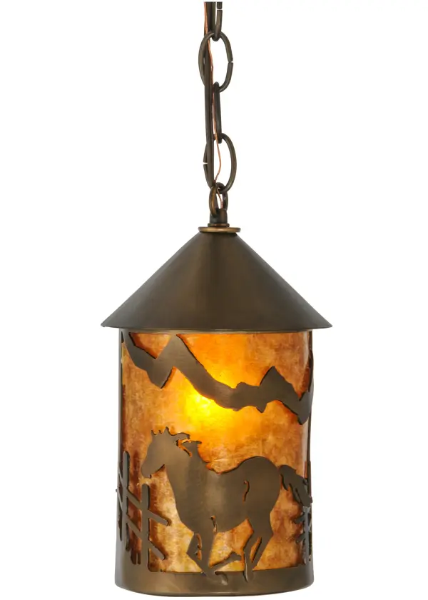 Every Meyda Tiffany item is a unique handcrafted work of art. Natural variations in the wide array of materials that we use to create each Meyda product make every item a masterpiece of its own. Photographs are a general representation of the product. Colors and designs will vary. Collection: Running Horses Finish: Antique Copper Glass: Amber Mica Notes: Custom Crafted In Yorkville, New York Please Allow 30 Days Width: 6.00" Height: 13.50" Length: 6.00" Weight: 3.00 lb Extension from Wall: 4.50" Number of Bulbs: 1 Maximum Wattage: 60.00 W Bulb Type: A19 Bulb Base: E26 Material: Steel Country of Origin: USA Safety Listing: Damp Safety Rating: Damp