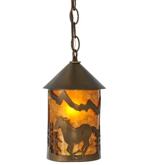Every Meyda Tiffany item is a unique handcrafted work of art. Natural variations in the wide array of materials that we use to create each Meyda product make every item a masterpiece of its own. Photographs are a general representation of the product. Colors and designs will vary. Collection: Running Horses Finish: Antique Copper Glass: Amber Mica Notes: Custom Crafted In Yorkville, New York Please Allow 30 Days Width: 6.00" Height: 13.50" Length: 6.00" Weight: 3.00 lb Extension from Wall: 4.50" Number of Bulbs: 1 Maximum Wattage: 60.00 W Bulb Type: A19 Bulb Base: E26 Material: Steel Country of Origin: USA Safety Listing: Damp Safety Rating: Damp - alternate view