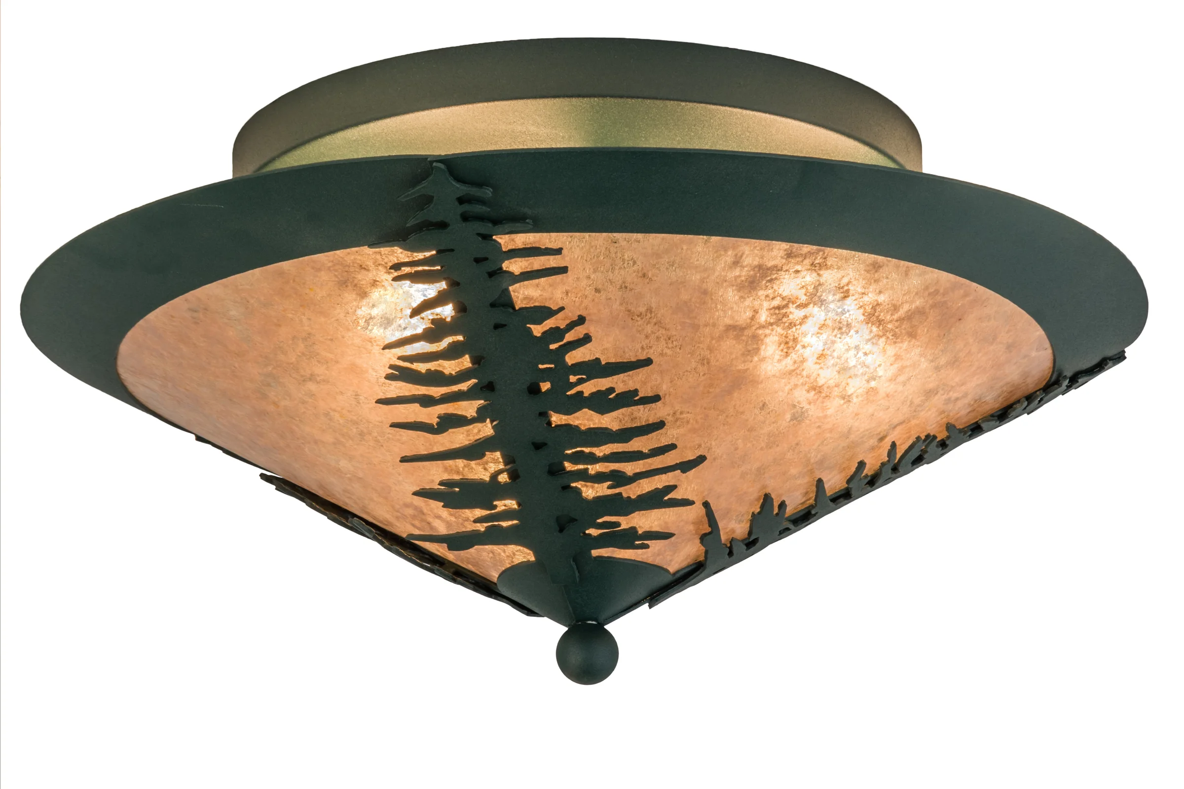 Tamarack Three Light Flushmount in Forest Green