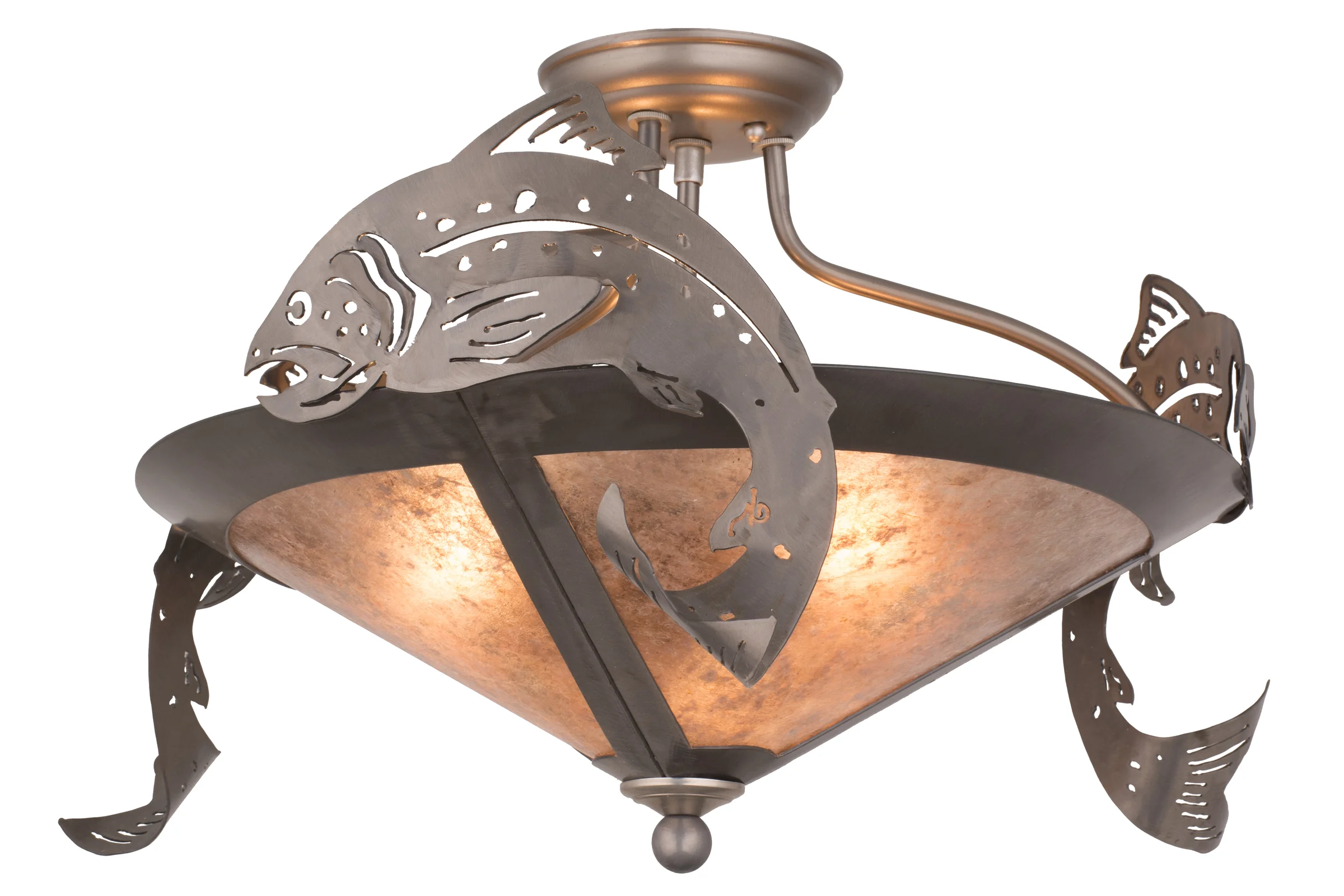 Catch Of The Day Three Light Semi-Flushmount in Industrial Steel